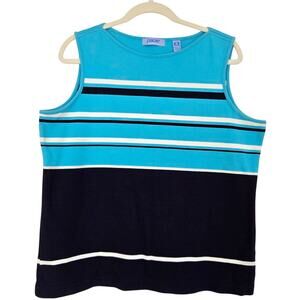 Vintage Y2K Pacer by Karen Scott Turquoise Cotton Sleeveless Tank Top Size Large